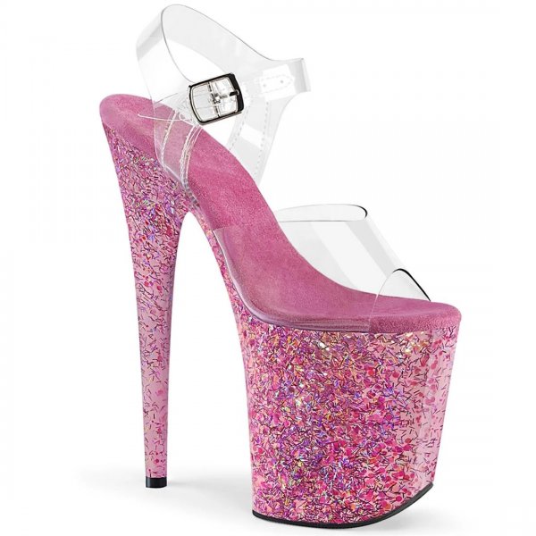 20cm Rose Red Glitter Waterproof Platform Stiletto High Heels